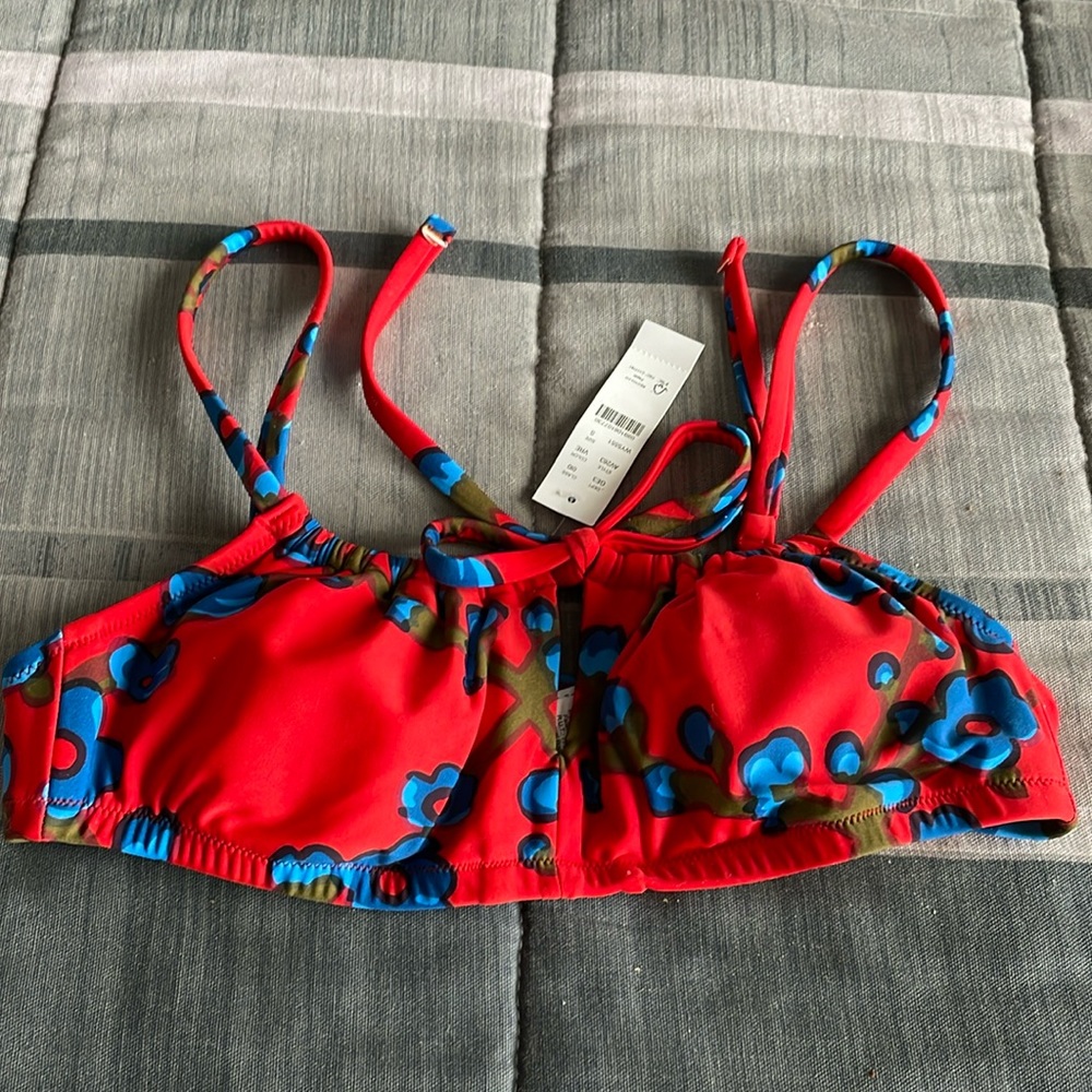 J Crew Gather Tie Swim Top in Lattice Floral size Small